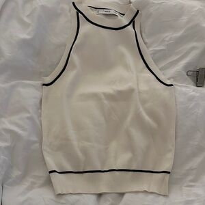 Mango Sleeveless Top with Black Trim